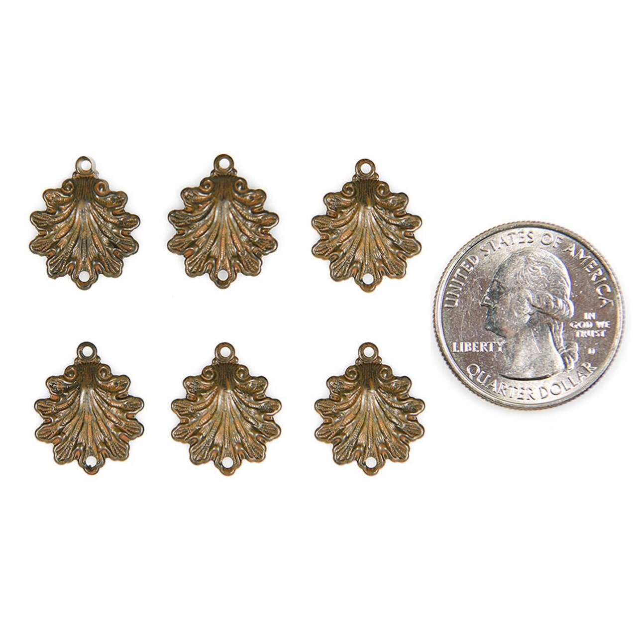 Chocolate Brown Plated Brass Shell Two Ring Connectors - Set of Six - XXX - RB-2C23